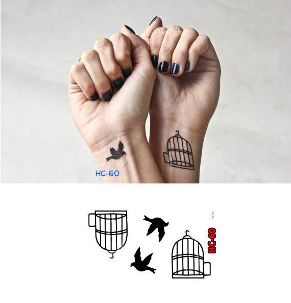 BIRD CAGE Waterproof Removable Temporary Tattoo Body Arm Art Sticker