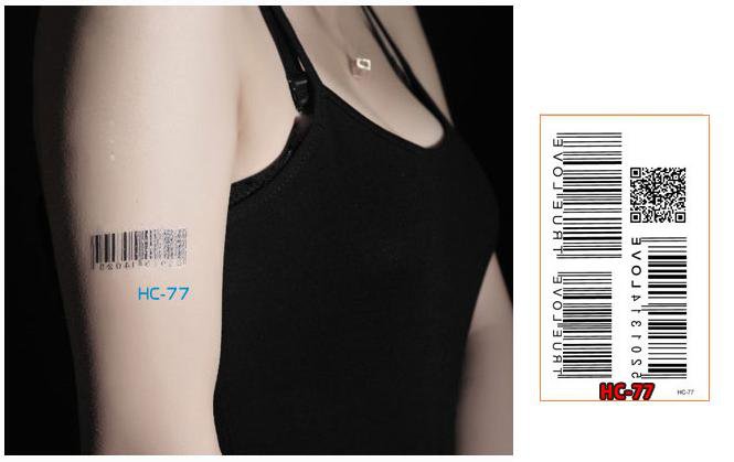 BAR CODE Waterproof Removable Temporary Tattoo Body Arm Art Sticker