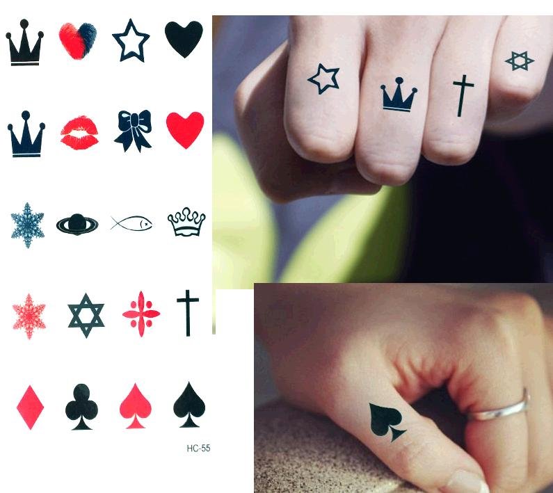 POKER CROWN DAVID STAR ALL CUTE STUFF Waterproof Removable Temporary Tattoo Body Arm Art Sticker