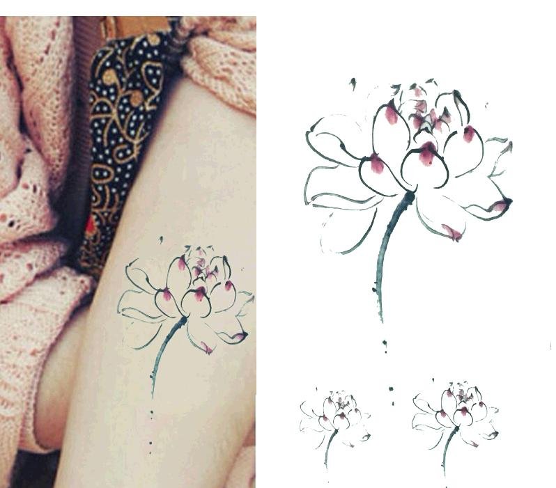 WATER COLOR LOTUS Waterproof Removable Temporary Tattoo Body Arm Art Sticker