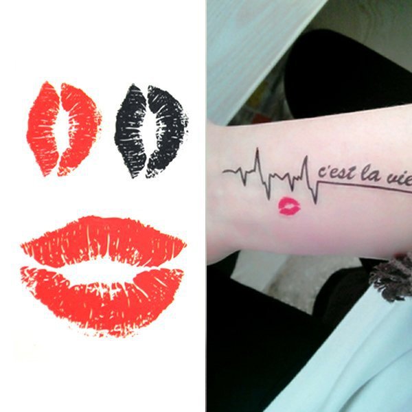 Kiss Red Lips Sexy Waterproof Removable Temporary Tattoo Body Arm Art Sticker