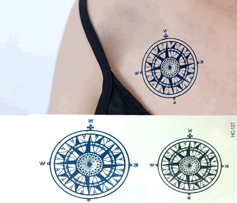 Compass Removable Temporary Tattoo Body Arm Art Sticker