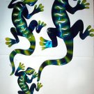 Gecko Lizard Metal Wall Art Ornament/Sculpture Mexican Folk Art Set 0f 3