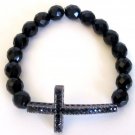 Men's Black Out Crystal Cross Bracelet