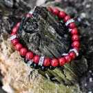 Men's Red Jade and Crystal Bracelet