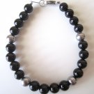 Men's Stainless Steel and Onyx Bracelet
