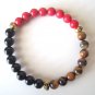 Men's Triple Threat Gemstone Bracelet-Onyx,Red Jade,Tigereye