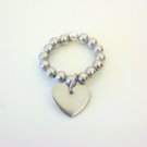 Stainless Steel Heart Charm Ring
