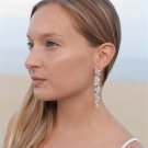 Statement Long Wedding Dangle Earrings - Silver