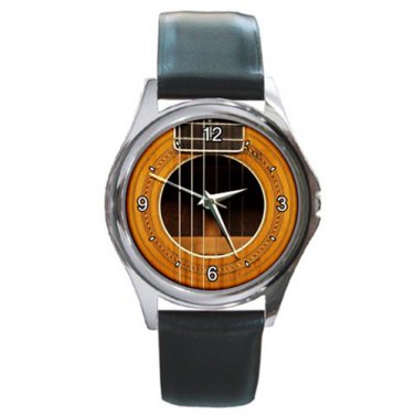 Soundhole J.A. Palm Parlor Guitar Style Round Metal Watch