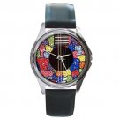 Soundhole Dolly Parton Acoustic Guitar Style Round Metal Watch