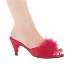 PHOEBE, 2.5" Marabou Slippers in Red Size 8 (US)