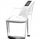 821-VANITY, 8" Stiletto Heel Stripper Mule in Clear/Clear Size 8 US)