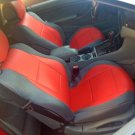 MIX LEATHERETTE & SYNTHETIC TWO FRONT RED/GRAY CAR SEAT COVERS (Fits BMW E93 CONVERTIBLE)