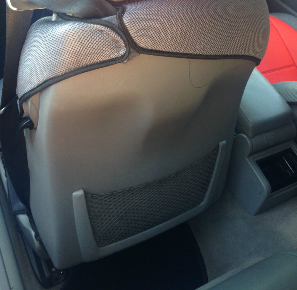 MIX LEATHERETTE & SYNTHETIC TWO FRONT RED/GRAY CAR SEAT COVERS (Fits BMW E93 CONVERTIBLE)