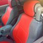 MIX LEATHERETTE & SYNTHETIC TWO FRONT RED/GRAY CAR SEAT COVERS (Fits BMW E64 CONVERTIBLE)
