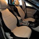 TWO FRONT CUSTOM BEIGE/BLACK VELOUR SYNTHETIC CAR SEAT COVERS (Fits SUBARU XV CROSSTREK)