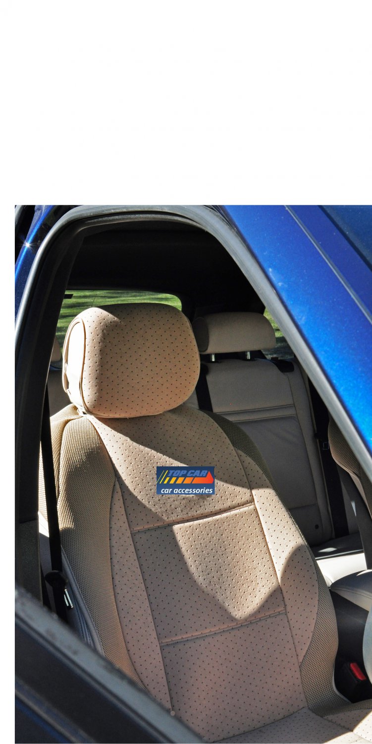 TWO FRONT CUSTOM SYNTHETIC VELOUR BEIGE CAR SEAT COVERS (Fits BMW X5 19992006)