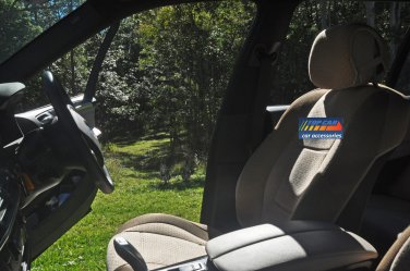 Two Front Custom Synthetic and Velour Beige Car Seat Covers (Fits BMW X5 1999-2006)
