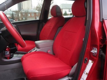 VW AMAROK TWO FRONT CUSTOM RED VELOUR SYNTHETIC CAR SEAT COVERS