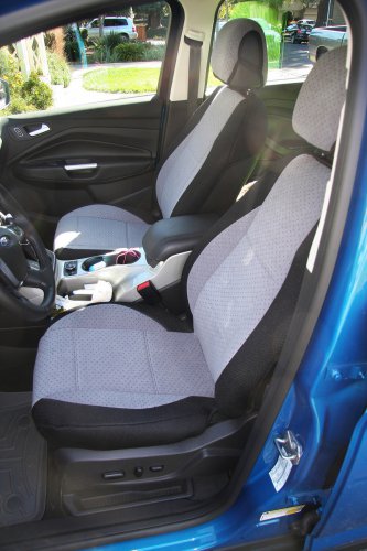 VW AMAROK TWO FRONT CUSTOM GREY/BLACK VELOUR SYNTHETIC CAR SEAT COVERS