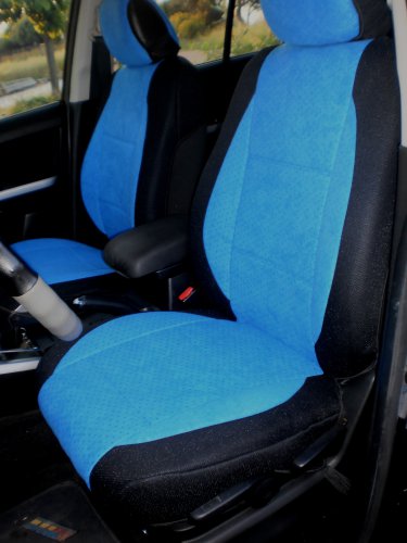 VW GOLF 2009-2013 3 DRS MK6 TWO FRONT CUSTOM BLUE/BLACK VELOUR SYNTHETIC CAR SEAT COVERS