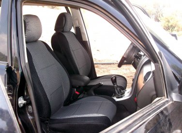 Ford Mondeo 2007&acirc;��2013 two Front Fancy Cotton & Synthetic Gray Black (K41) Car Seat Covers