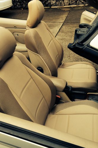 mix LEATHERETTE & SYNTHETIC TWO FRONT CUSTOM TAN (BEIGE) CAR SEAT COVERS fits VOLVO C70 1997-2005