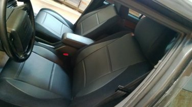 MIX LEATHERETTE & SYNTHETIC TWO FRONT BLACK CAR SEAT COVERS fits VOLVO S40 V40 S60 S70 V70 S80