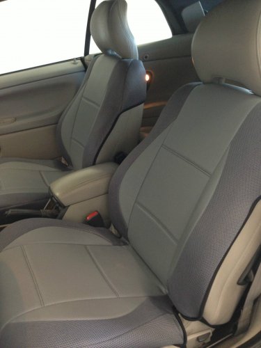 MIX LEATHERETTE & SYNTHETIC TWO FRONT CUSTOM GRAY CAR SEAT COVERS fits VOLVO S40 V40 S60 S70 V70 S80