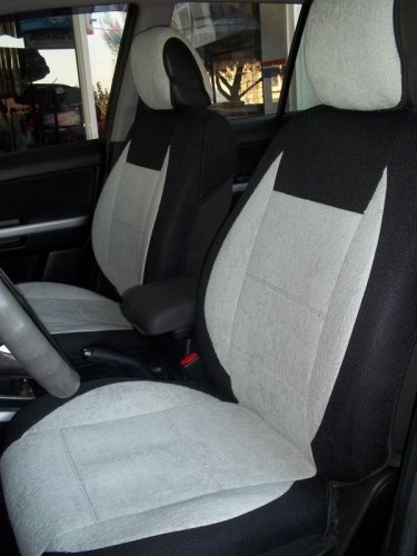 LAND ROVER FREELANDER-2 MIX COTTON TOWEL & SYNTHETIC TWO FRONT GREY BLACK CAR SEAT COVERS