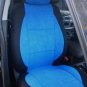 TWO FRONT CUSTOM BLUE/BLACK VELOUR SYNTHETIC CAR SEAT COVERS (Fits AUDI A4 2008-2015)