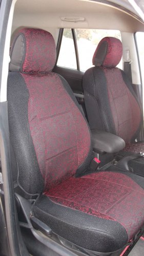 MERCEDES E-Class 1995-2002 W210 two Front Fancy Cotton & Synthetic Red Black (K45) Car Seat Covers