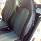 Fits SMART FORTWO 1998-2007 MIX LEATHERETTE & TWO TONE SYNTHETIC FISHNET TWO CAR SEAT COVERS