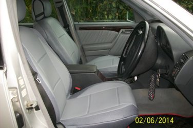 MIX LEATHERETTE & SYNTHETIC TWO FRONT GRAY CAR SEAT COVERS (Fits MERCEDES C-Class 1993-2000 W202)