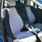 TWO FRONT CUSTOM VELOUR GRAY BLACK CAR SEAT COVERS (Fits MERCEDES C-Class 1993-2000 W202)