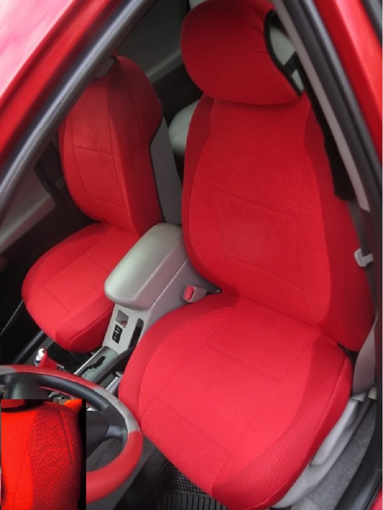 VW PASSAT 20062014 TWO FRONT CUSTOM RED VELOUR SYNTHETIC CAR SEAT COVERS