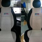 GRAY COTTON & BLACK SYNTHETIC TWO FRONT CUSTOM CAR SEAT COVERS (Fits NEW MINI 2001-...)
