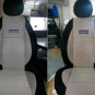 GRAY COTTON & BLACK SYNTHETIC TWO FRONT CUSTOM CAR SEAT COVERS (Fits NEW MINI 2001-...)