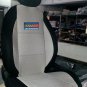 GRAY COTTON & BLACK SYNTHETIC TWO FRONT CUSTOM CAR SEAT COVERS (Fits NEW MINI 2001-...)
