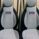 GREY COTTON & BLACK SYNTHETIC TWO FRONT CUSTOM CAR SEAT COVERS (Fits NEW MINI 2001-...)