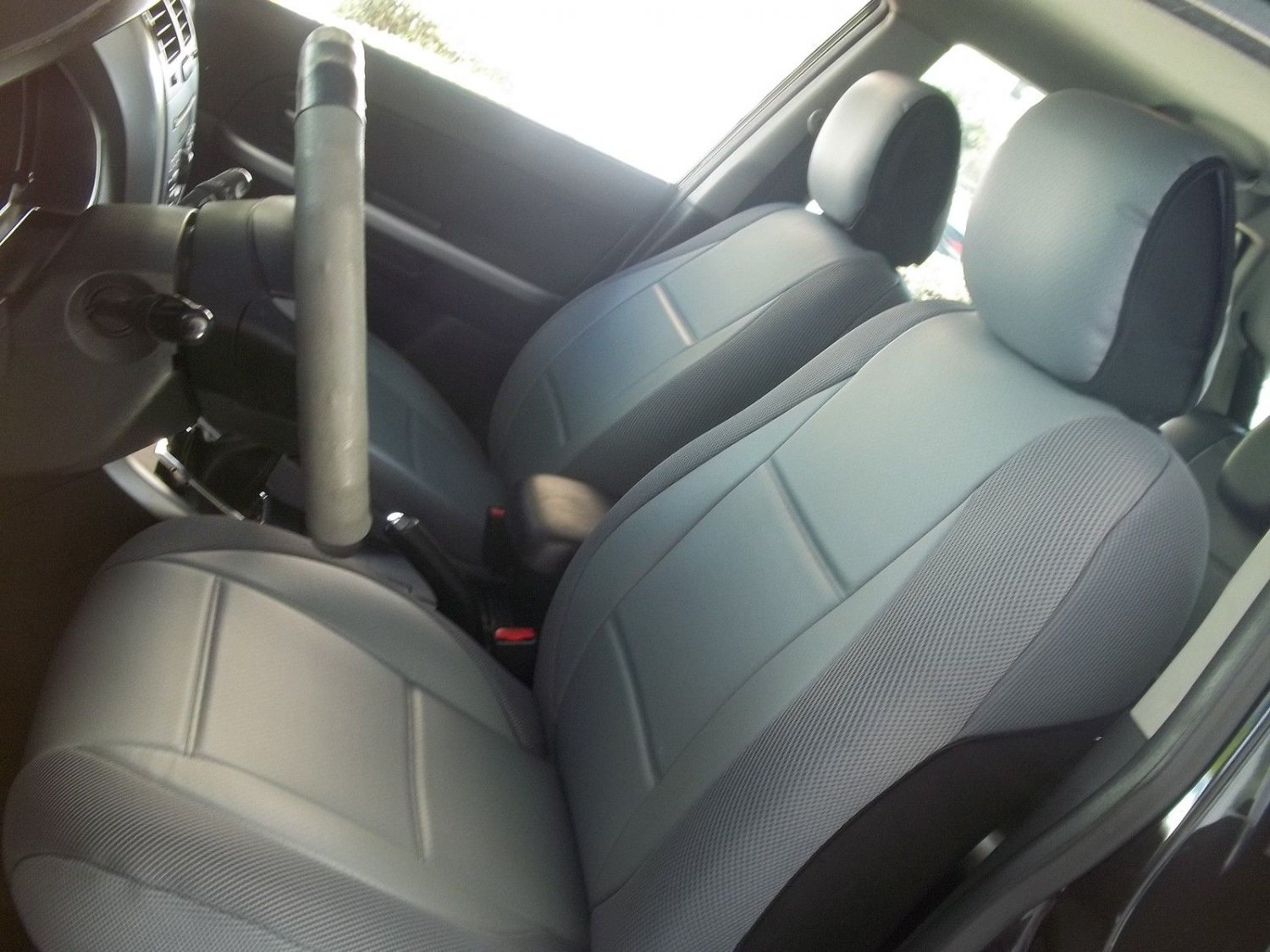 Toyota Sienna XL30 2010 present MIX LEATHERETTE SYNTHETIC TWO FRONT GRAY CAR SEAT COVERS
