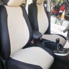 Peugeot 308 TWO FRONT SUGAR BLACK LEATHERTTE CAR SEAT COVERS