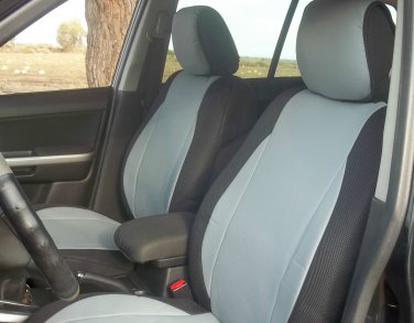 MIX LEATHERETTE & SYNTHETIC TWO FRONT GRAY BLACK CAR SEAT COVERS (Fits AUDI A6 2004&acirc;��2011)