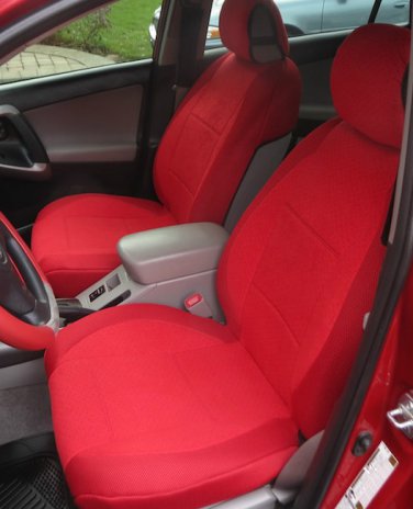 VW GOLF 2009-2013 5 DRS MK6 TWO FRONT CUSTOM RED VELOUR SYNTHETIC CAR SEAT COVERS
