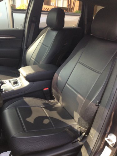 VW PASSAT 2006&acirc;��2014 MIX LEATHERETTE & SYNTHETIC TWO FRONT CUSTOM BLACK CAR SEAT COVERS