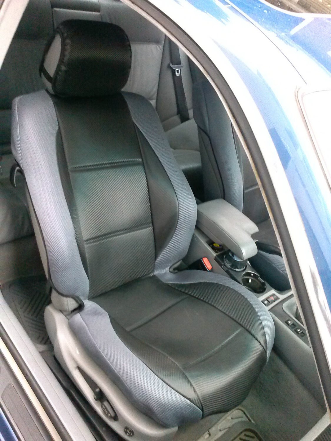 L.CARBON FIBER & SYNTHETIC 2 FRONT BLACK GRAY CAR SEAT COVERS fits