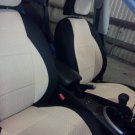LAND ROVER FREELANDER 2 2006-Now TWO FRONT TAN BLACK VELOUR SYNTHETIC CAR SEAT COVERS