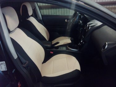 MERCEDES 190 190E 190D 1982-1993 TWO FRONT TAN BLACK VELOUR SYNTHETIC CAR SEAT COVERS
