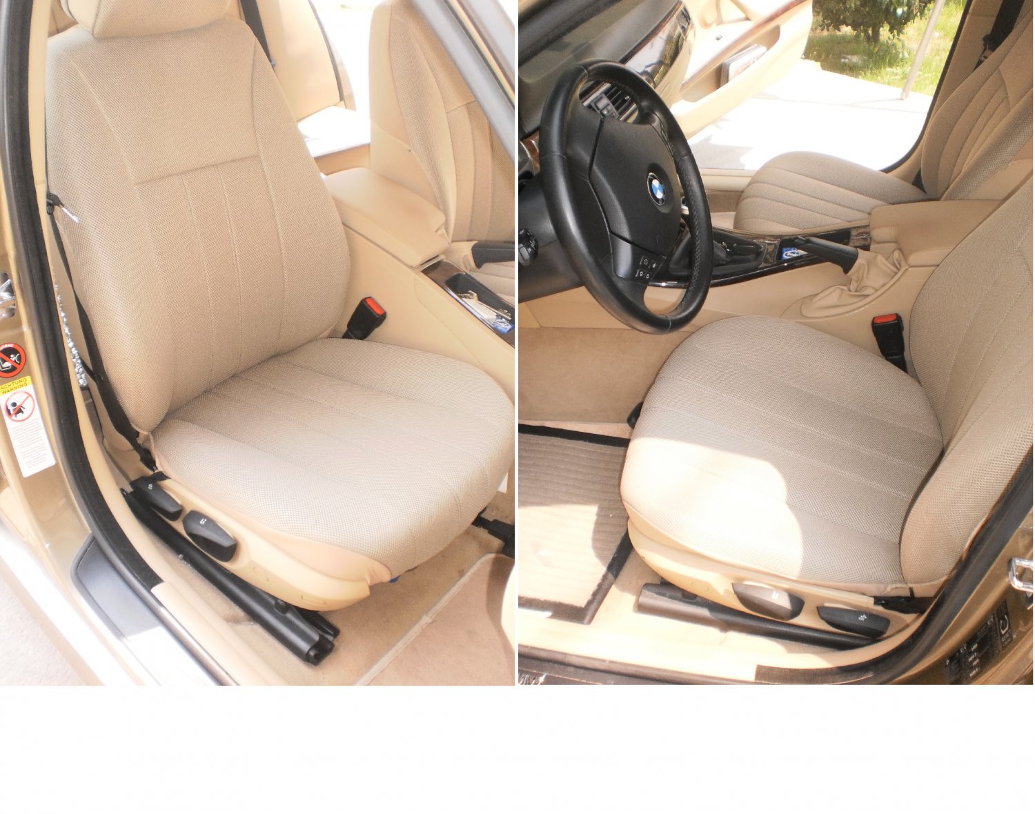 TWO FRONT CUSTOM TAN CLASSIC SYNTHETIC CAR SEAT COVERS fits BMW 3 E36 SEDAN